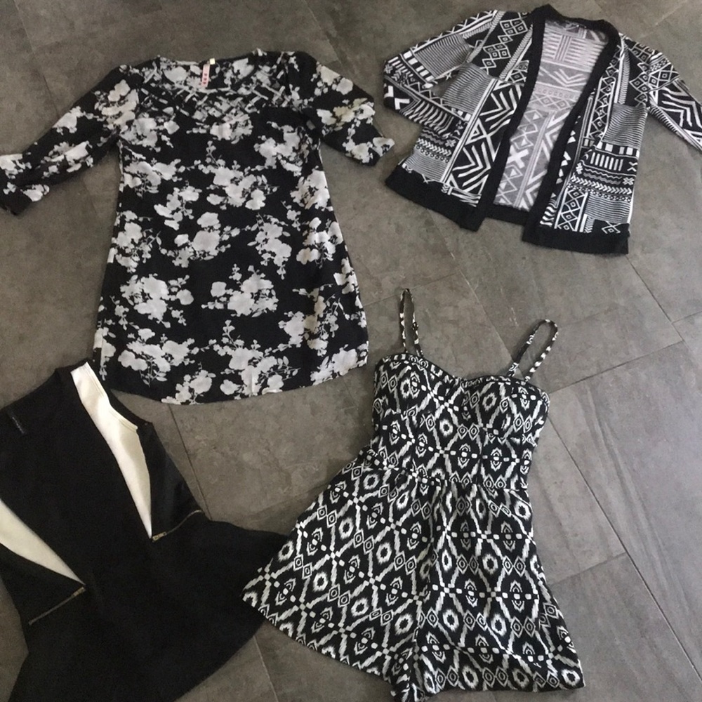 Black and white bundle tops and romper